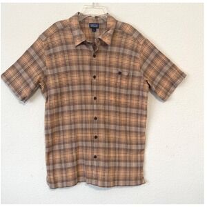 Patagonia Organic Cotton Plaid Short Sleeve‎ Shirt Men's L Cabincore Gorpcore
